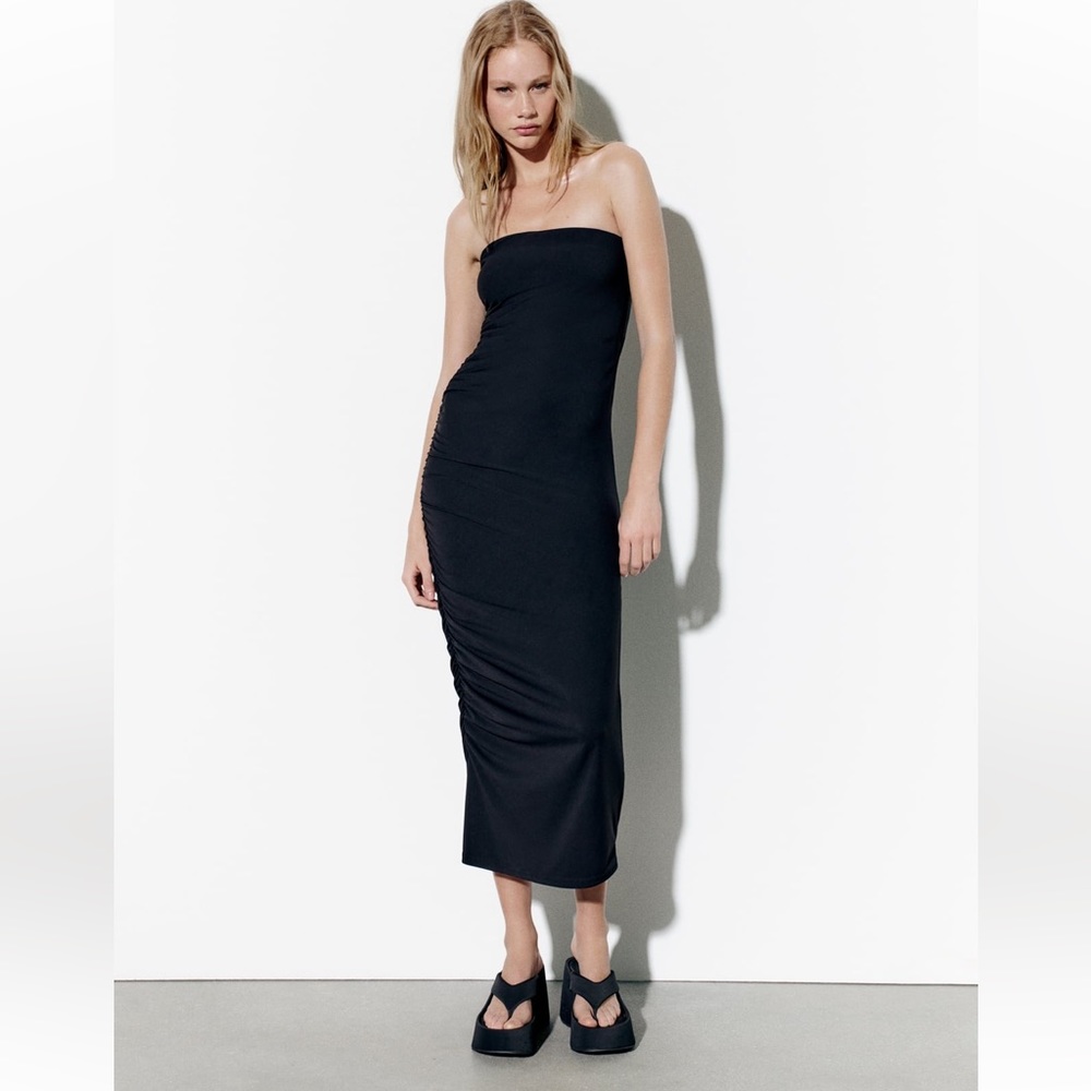 ZARA DRAPED MIDI DRESS